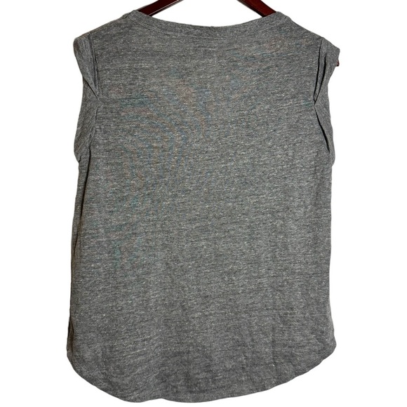 Chaser Ribbed Knit Scoop Neck Curved Hem Distressed Heather Short Sleeve Shirt M - Picture 2 of 16